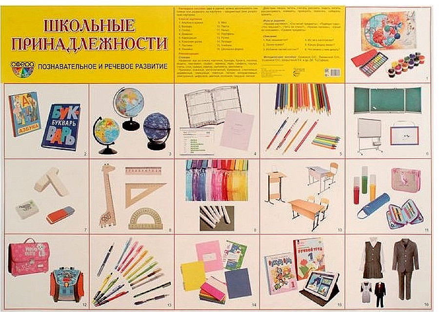 Картинки школьных принадлежностей для детей в детском саду