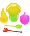 Песочный набор № 103 ведро-цветок 0,3 литра, сито, грабли, совок, 2 формочки, цвет в ассортименте