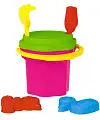 Песочный набор № 103 ведро-цветок 0,3 литра, сито, грабли, совок, 2 формочки, цвет в ассортименте