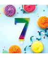 Свеча-цифра для торта "7" "Радужная", 9 см, с держателем