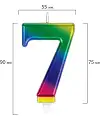 Свеча-цифра для торта "7" "Радужная", 9 см, с держателем