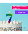 Свеча-цифра для торта "7" "Радужная", 9 см, с держателем