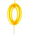 Свеча для торта с держателем "Цифра 0", 6 см, золотая